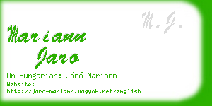mariann jaro business card
