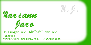 mariann jaro business card